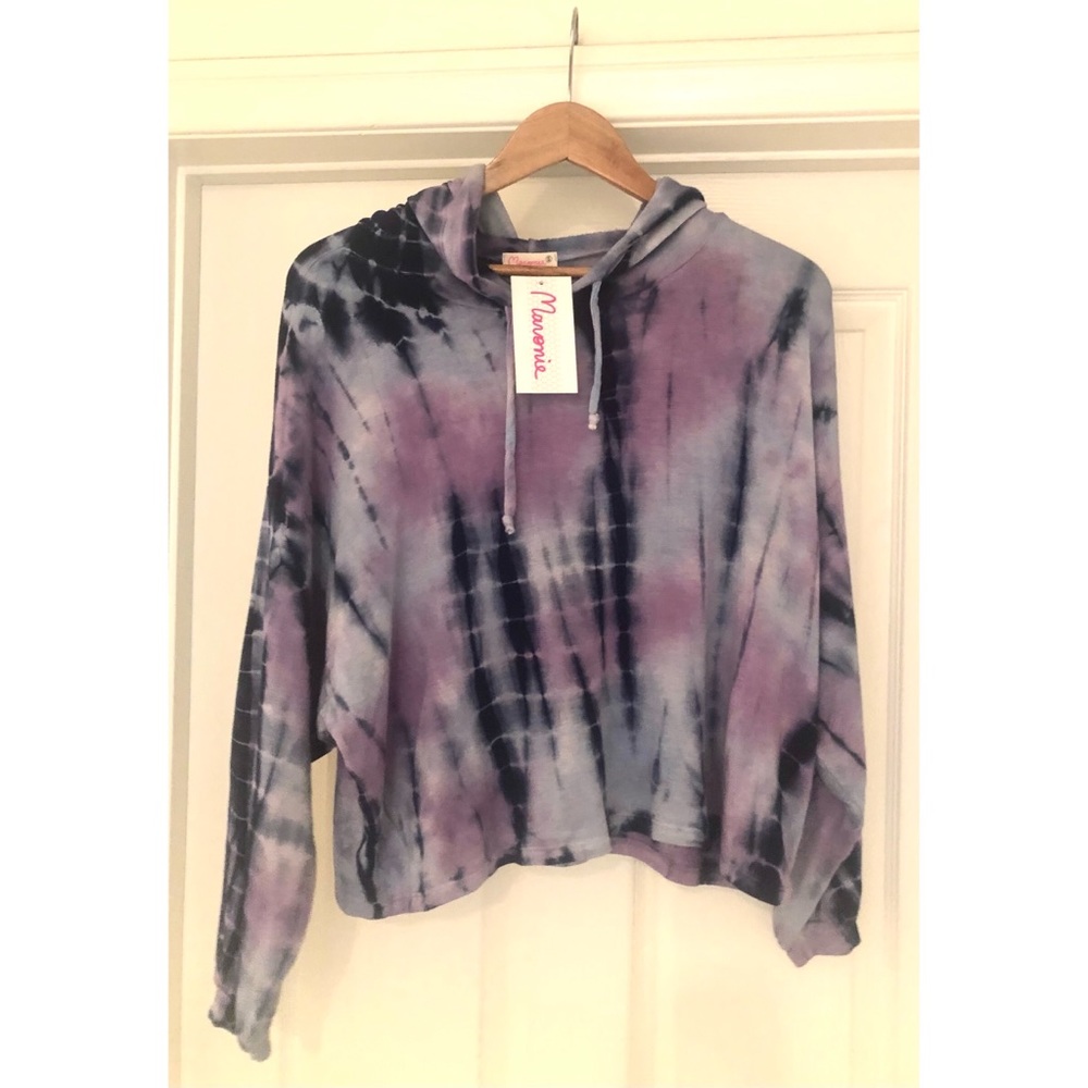 MARONIE LA Tie Dye Hooded Crop Sweatshirt BRAND NEW Size Medium! - Picture 9 of 9